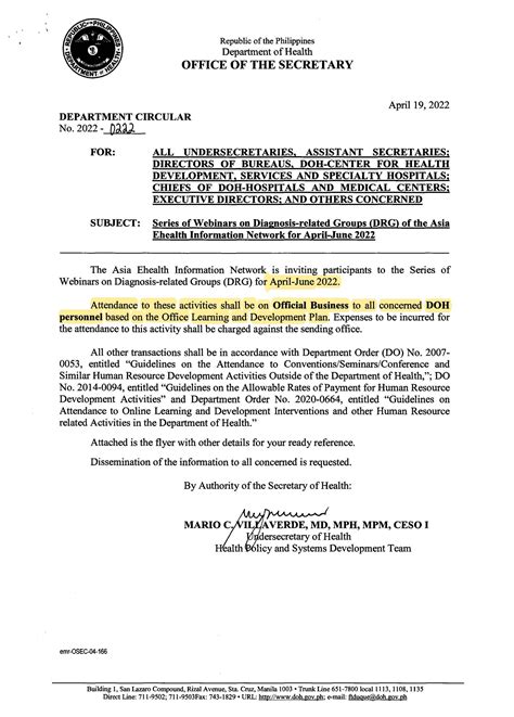 2022 List of DOT/DOH.